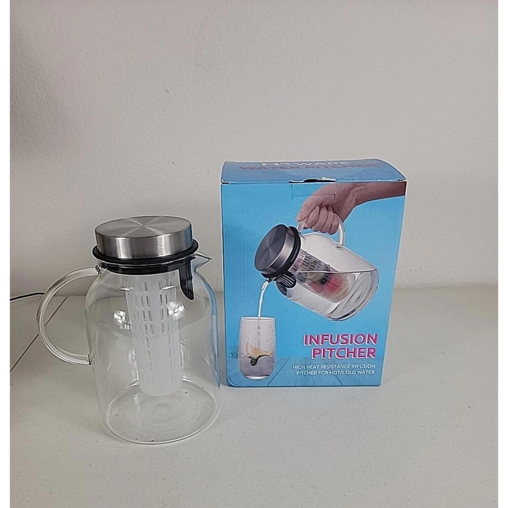 Glass Fruit Infuser Water Pitcher with Removable Lid High Heat Resistance